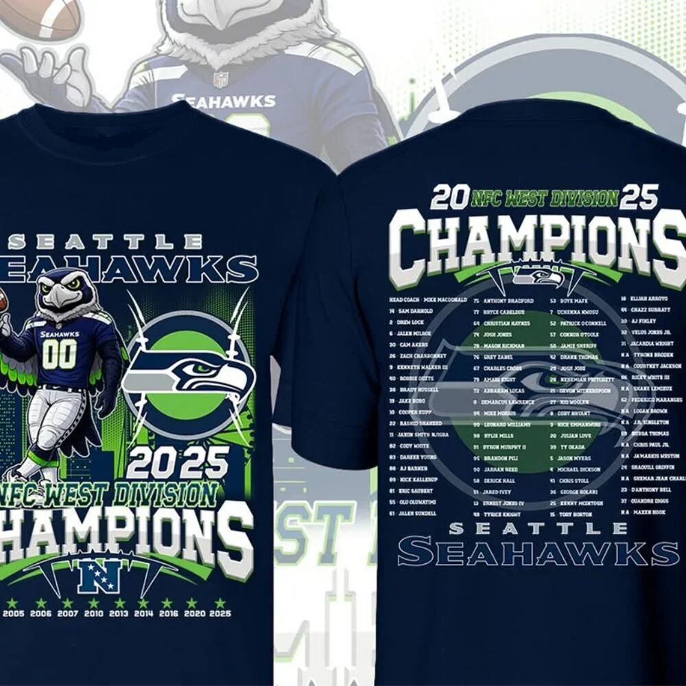 Seattle Seahawks 2025 Nfc West Division Champions Shirt 2026 Nfl Fan Apparel 2 - Picture 1 of 6